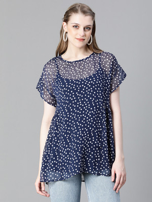 OXOLLOXO Casual Printed Women Blue Top