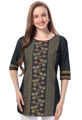 Meher Impex Casual Printed Women Black, Gold, Red Top