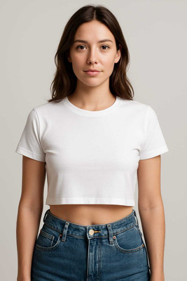 ALSUN Casual Solid Women White Top