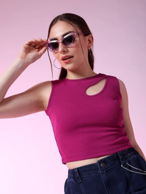 Freehand Casual Solid Women Pink Top