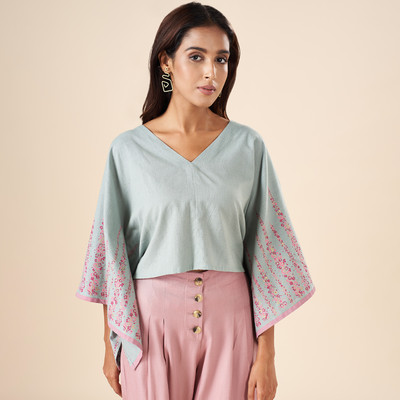 Akkriti by Pantaloons Casual Printed Women Grey, Pink Top