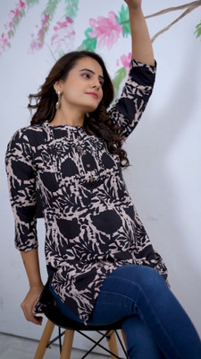 NG CREATION Women Printed A-line Kurta(Black)