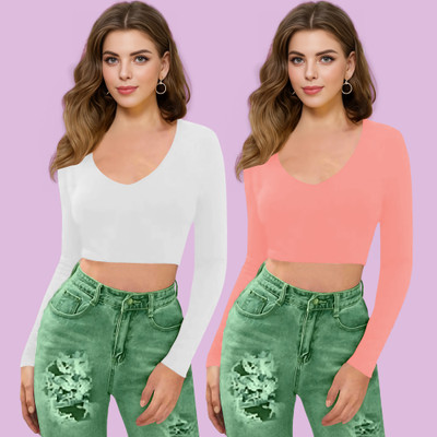 Kashonaa Casual Solid Women Pink Top
