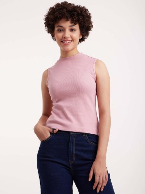 Pink Angel Casual Solid Women Pink Top