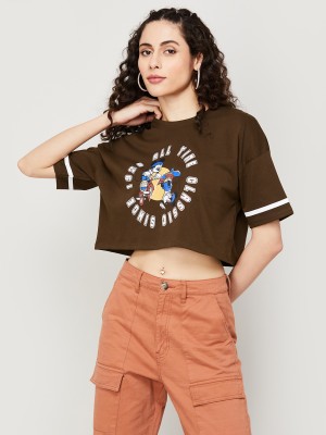 Ginger by Lifestyle Casual Printed Women Brown Top