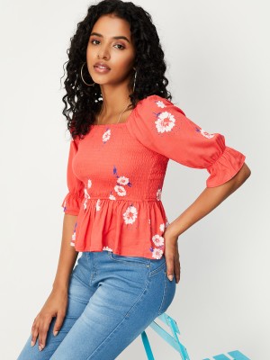 MAX Casual Printed Women Red Top