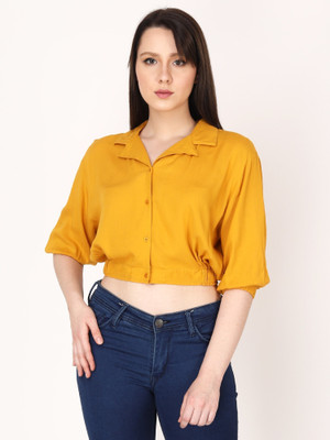 FEYRE Casual Solid Women Yellow Top