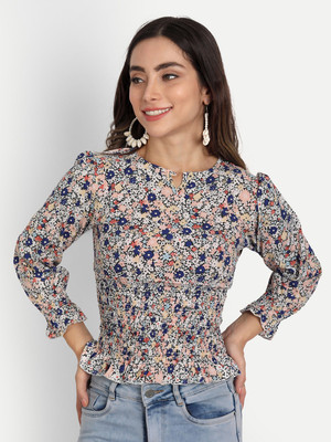 GUFRINA Casual Printed Women Blue Top