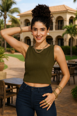 Dressberry Casual Solid Women Green Top