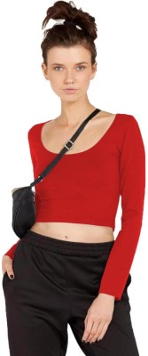 THE BLAZZE Casual Solid Women Red Top