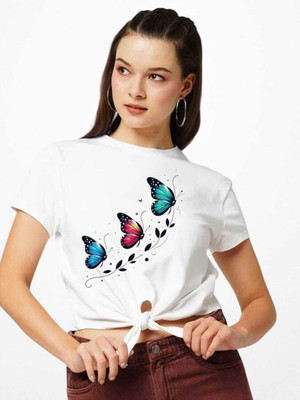 GEETU LOOKS Casual Printed Women White Top