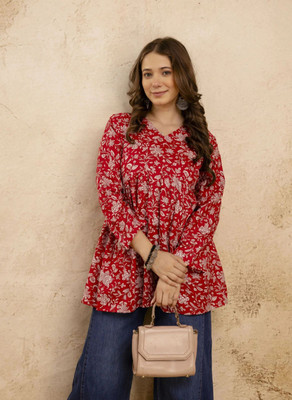 Cavercha Casual Printed Women Blue Top