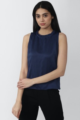 VAN HEUSEN Casual Solid Women Dark Blue Top