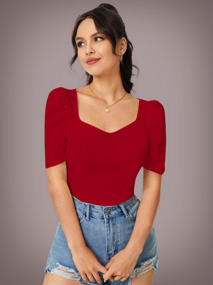 Kashonaa Casual Solid Women Red Top