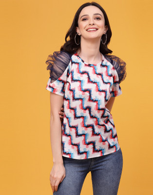 Selvia Casual Chevron/Zig Zag Women Multicolor Top