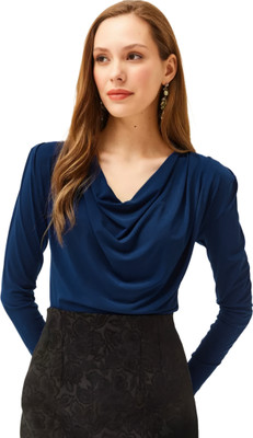 SIGHTBOMB Formal Solid Women Dark Blue Top