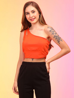 Globus Casual Solid Women Orange Top