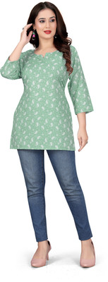 Antraa creation Casual Printed Women Light Green Top