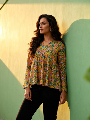 Divine Tatva Casual Printed Women Multicolor Top