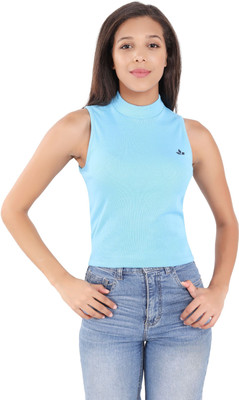 RiverHill Casual Solid Women Light Blue Top