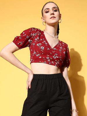 Berrylush Casual Printed Women Red Top