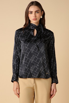 Allen Solly Formal Printed Women Black Top