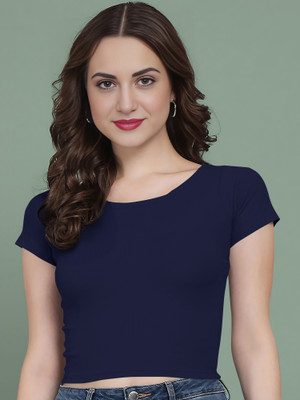 Kashonaa Casual Self Design Women Dark Blue Top