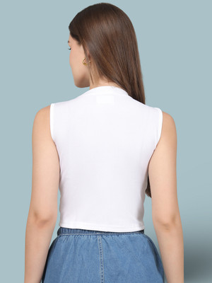 bamboo breeze Party Solid Women White Top