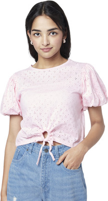 YU by Pantaloons Casual Printed Women Pink Top
