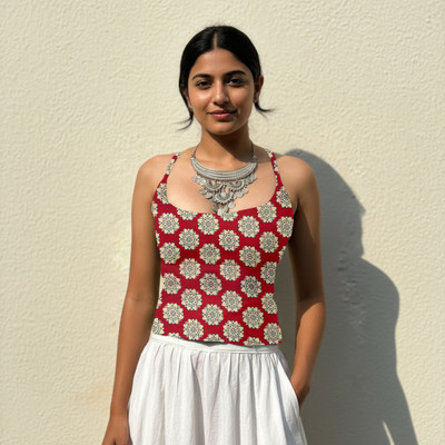 Aahwan Casual Printed Women Red Top
