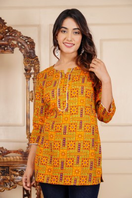 Ramashram Online Casual Printed Women Yellow Top