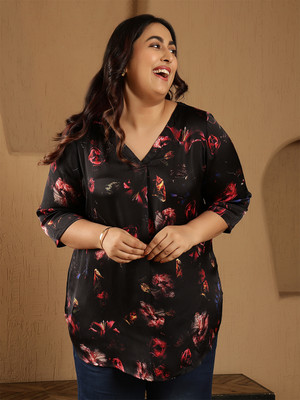 Amydus Casual Printed Women Black Top