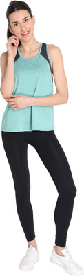 CHKOKKO Casual Color Block Women Light Green Top