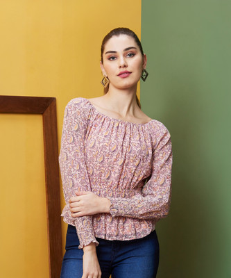 Globus Casual Printed Women Pink, Yellow, Red Top