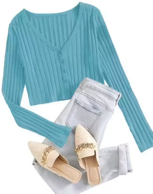 Trendystar Casual Self Design Women Light Blue Top