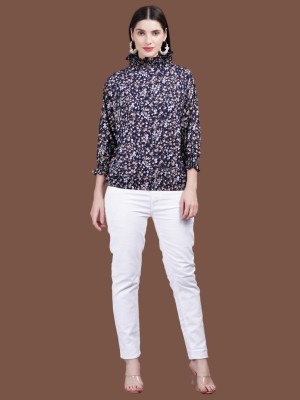 Highlight fashion export Casual Printed Women Dark Blue Top