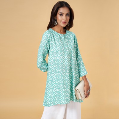 Rangmanch by Pantaloons Casual Printed Women Light Blue, White Top