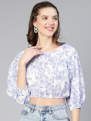 OXOLLOXO Casual Printed Women Blue Top