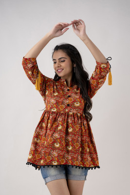 ftDiva Casual Printed Women Red Top