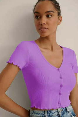 ritika enterprises Casual Solid Women Purple Top