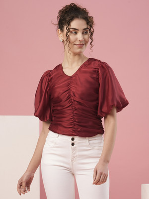 Globus Casual Solid Women Red Top