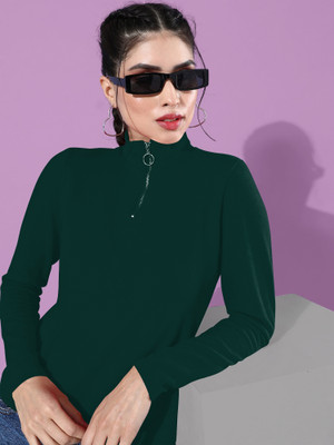 NAVYANKAA Casual Solid Women Black Top