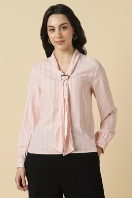 Allen Solly Formal Solid Women Pink Top