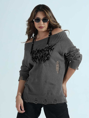 SHOWOFFFF Casual Printed Women Grey Top