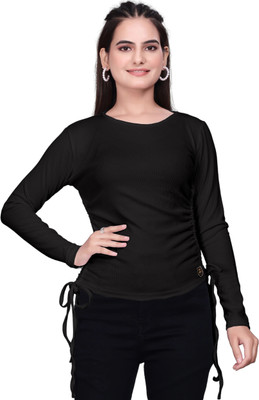Dholakiya Empire Vibe LLP Casual Solid Women Black Top