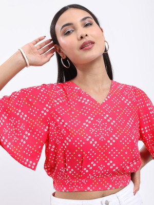 Vishudh Casual Printed Women Pink Top