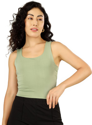 BlueFicus Casual Solid Women Light Green Top