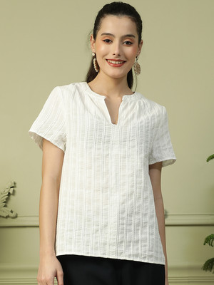 OXOLLOXO Casual Self Design Women White Top