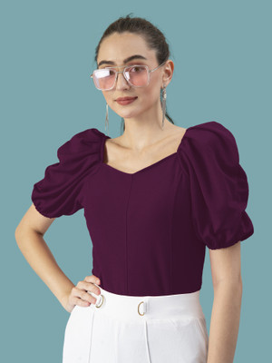 Kashonaa Casual Solid Women Purple Top