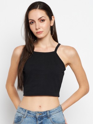 BRINNS Casual Solid Women Black Top